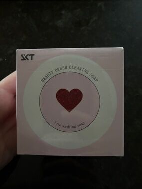 SKT Beauty Brush Cleaning Soap - Pink with Red Heart